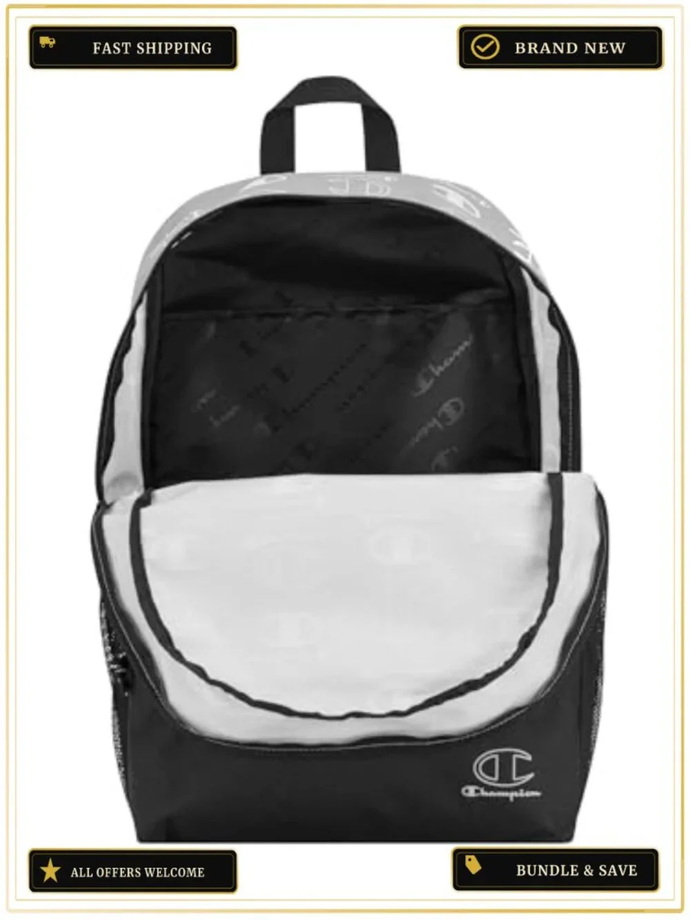 Champion Youth Backpack with Padded Straps, Laptop Compartment, Water Bottle